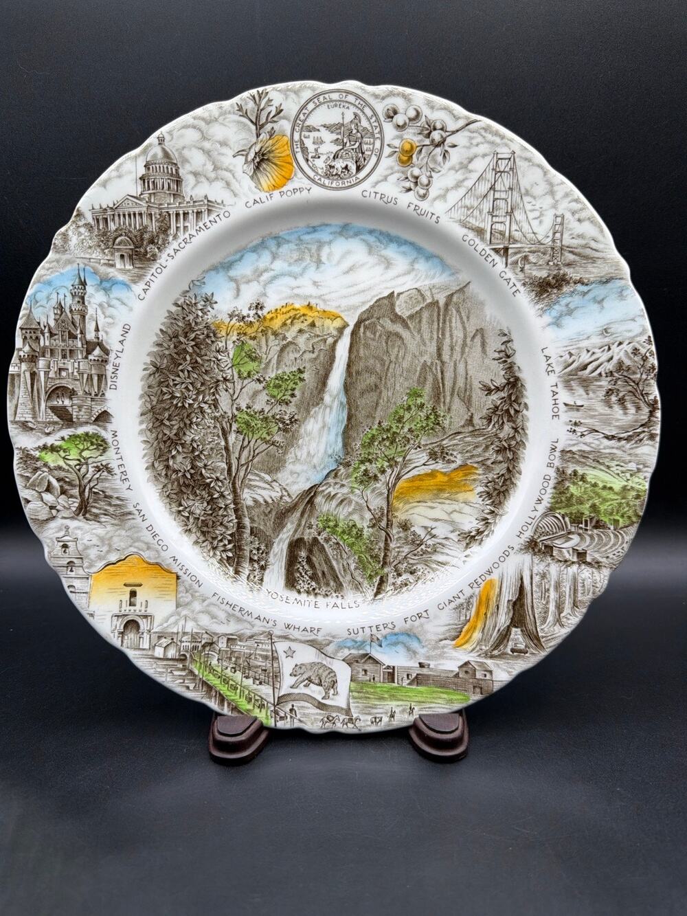Johnson Brothers California 10.25” Collector Plate Yosemite Disneyland Vintage
